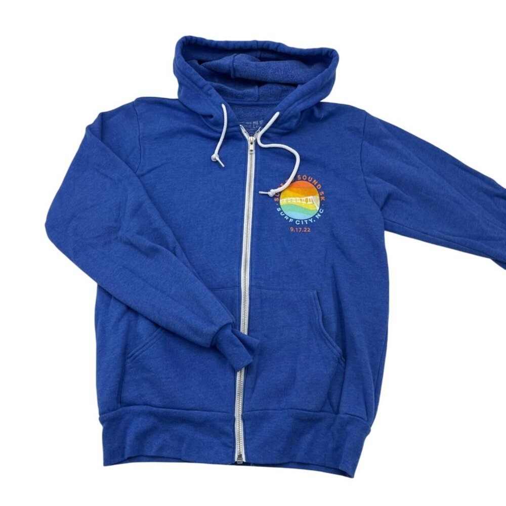 Surf To Sound 5K Zip-Up Hoodie‎ Blue Graphic Print Surf City NC Unisex Size M
